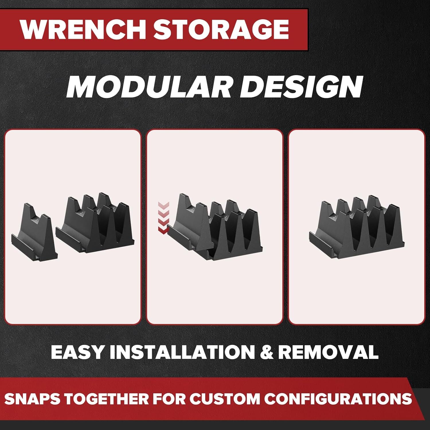 40X Magnetic Modular Wrench Organizer Compact Tool Storage Slots hold Tools SAE