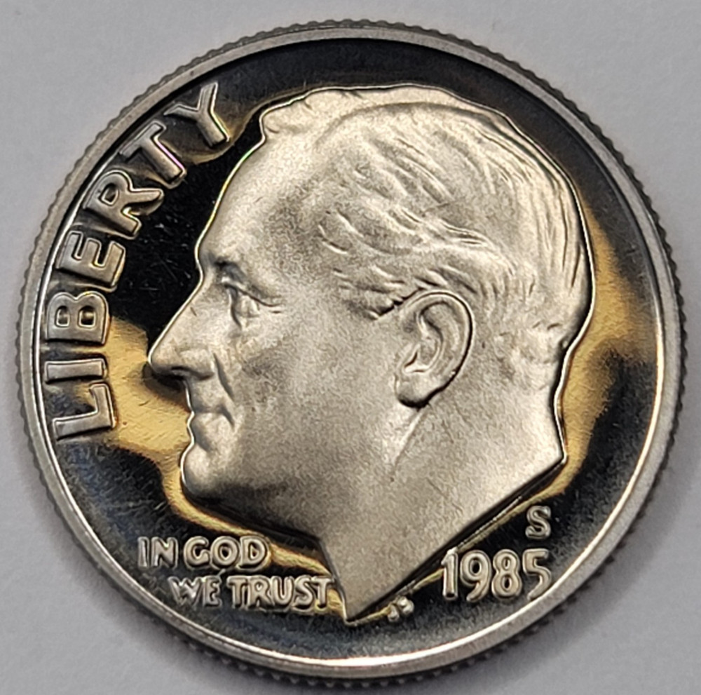 1985 S DCAM Proof Roosevelt Dime - CN-Clad