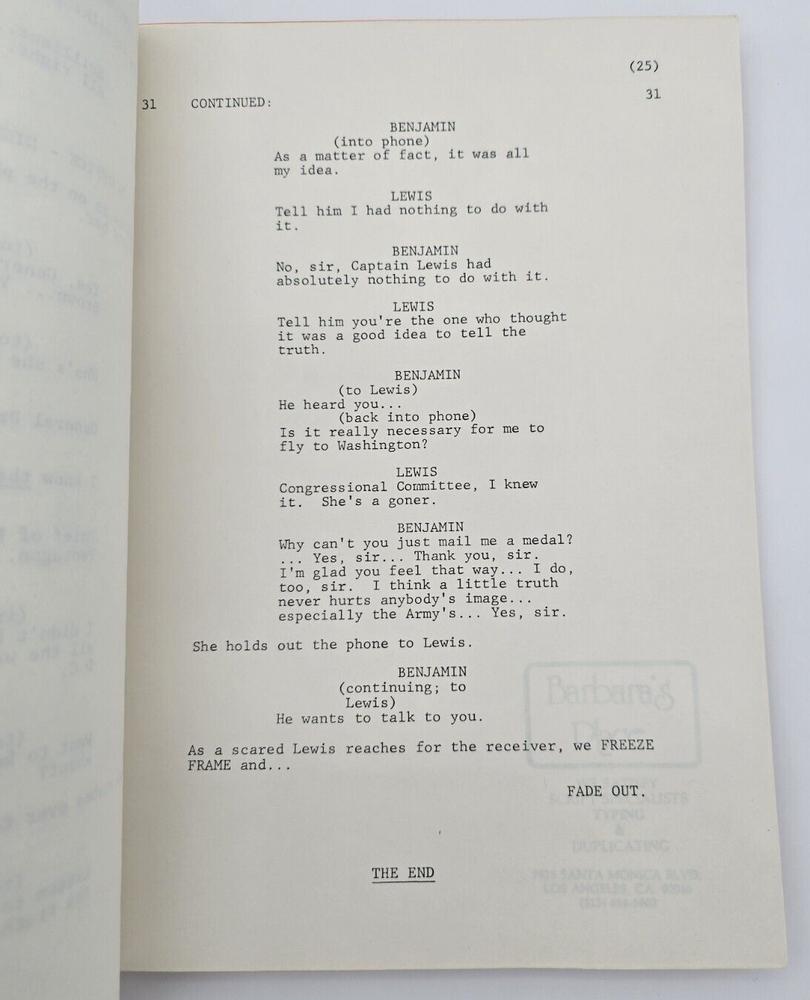 PRIVATE BENJAMIN / 1982 TV Script "Are You Sure Mike Wallace Started Like This"