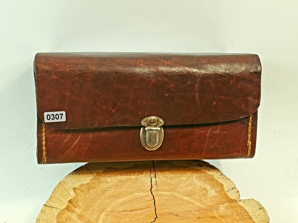 Antique leather ammunition box