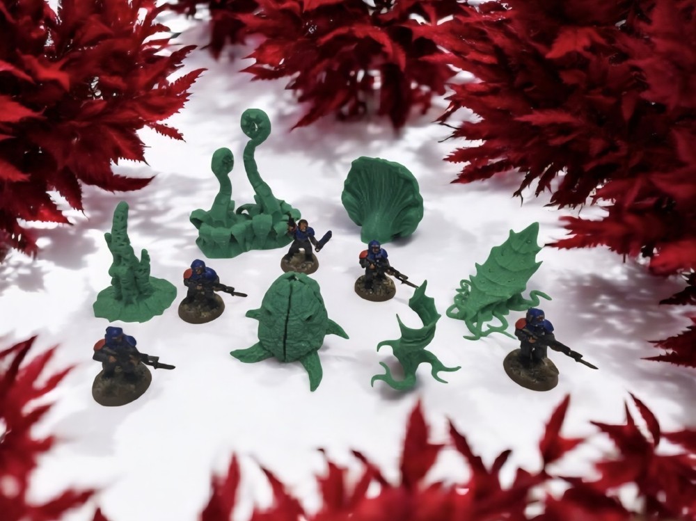 3D Printed Tabletop War Terrain Alien Plants Set D Perfect For 40K / Kill Team