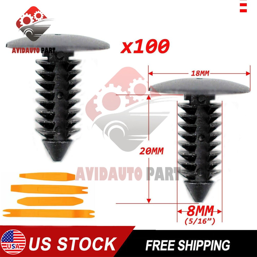 100pcs Nylon Retainer Clips Christmas Tree Fasteners for GM 1595864 1605396 US