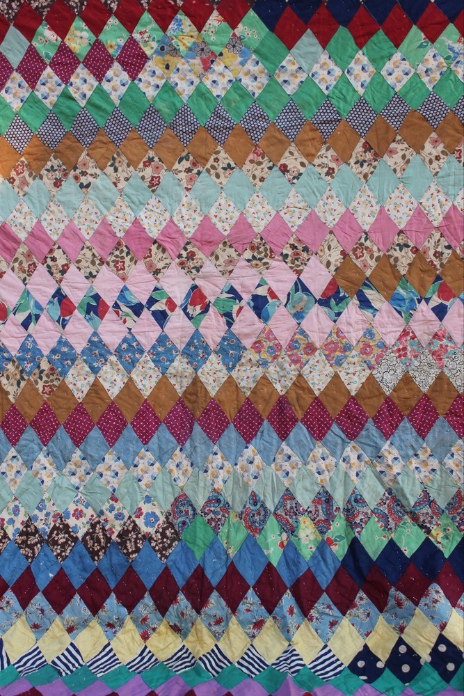 Antique Diamond Patchwork Quilt RARE