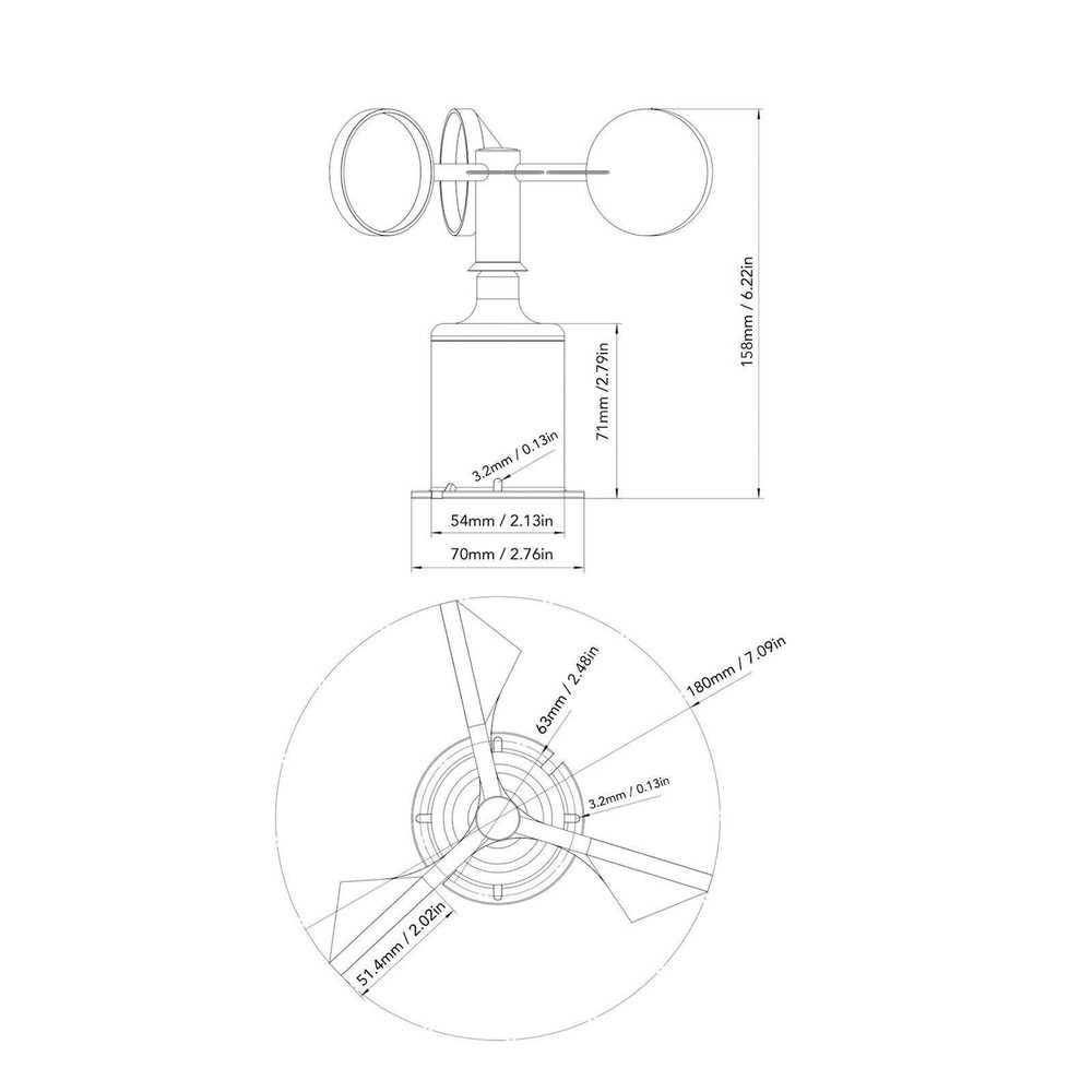 Wind Speed Anemometer High Accuracy 5V Wind Speed Monito Sensor Measu