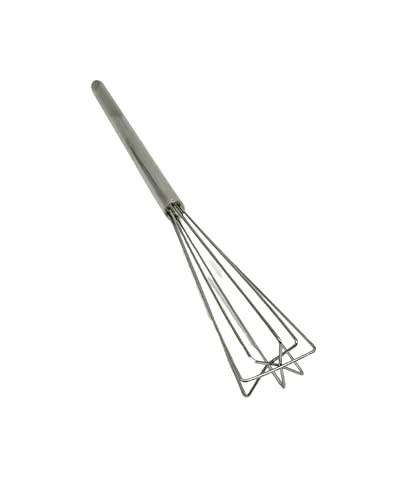 10.25" Long-Handle Silver Espresso Whisk - Triangular Flat Bottom Whisk