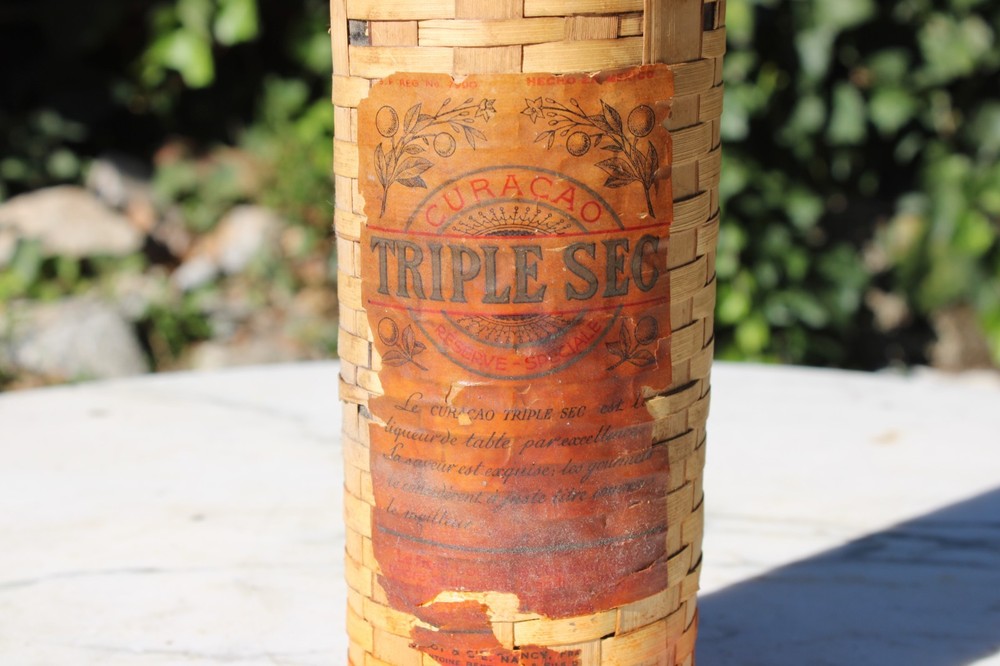 Vintage Triple Sec Wicker Wrapped Wine Bottle