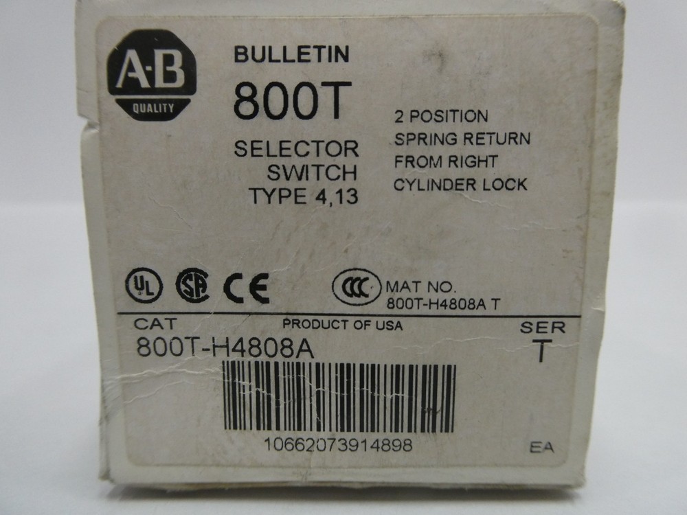 Allen Bradley 800T-H4808A 2 Pos Selector Switch