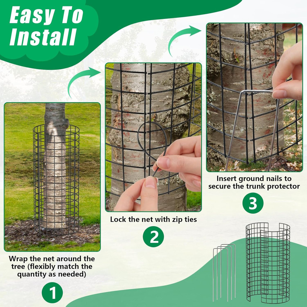Tree Trunk Protector, 24 Pcs Metal Tree Guards Trunk Protector with Glove & Meta