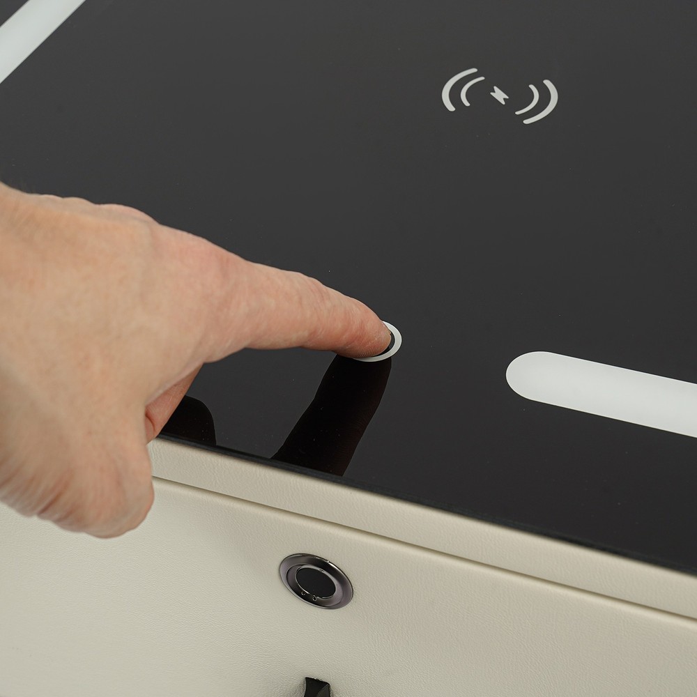 Smart Bedside Table Nightstand 3 Drawers- End Table with USB&Wireless Charging