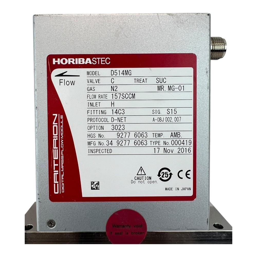 HORIBASTEC D514MG CRITERION DIGITAL MASS FLOW CONTROLLER N2 157SCCM