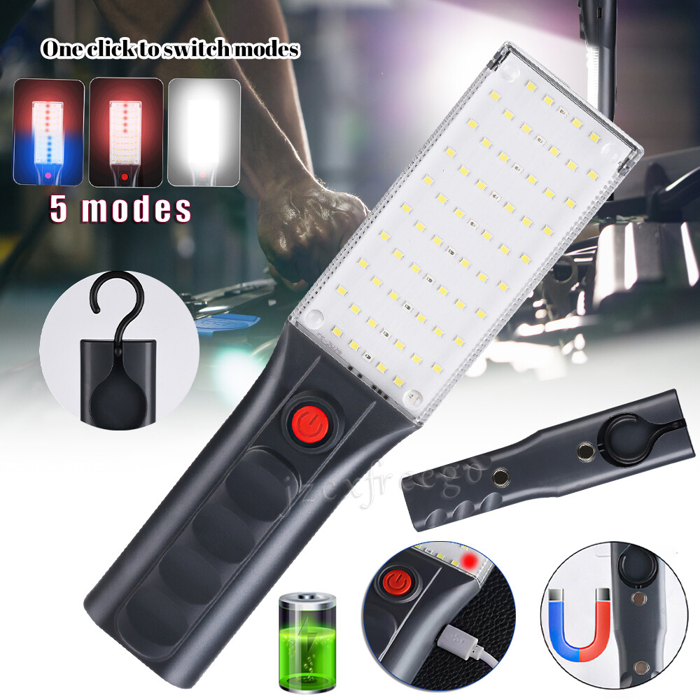 USB Rechargeable LED Work Light Mechanic Flashlight Lamp Magnetic Base with Hook