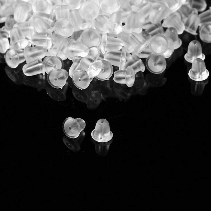 100x Silicone Earring Backs Rubber Earring Backs Stopper Cap Soft Clear Ear Ring
