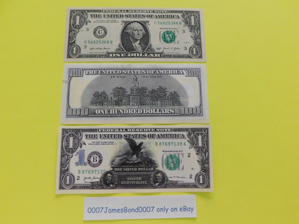 $1 BLACK EAGLE Silver Certificate PHOTO COPY $100 on reverse.