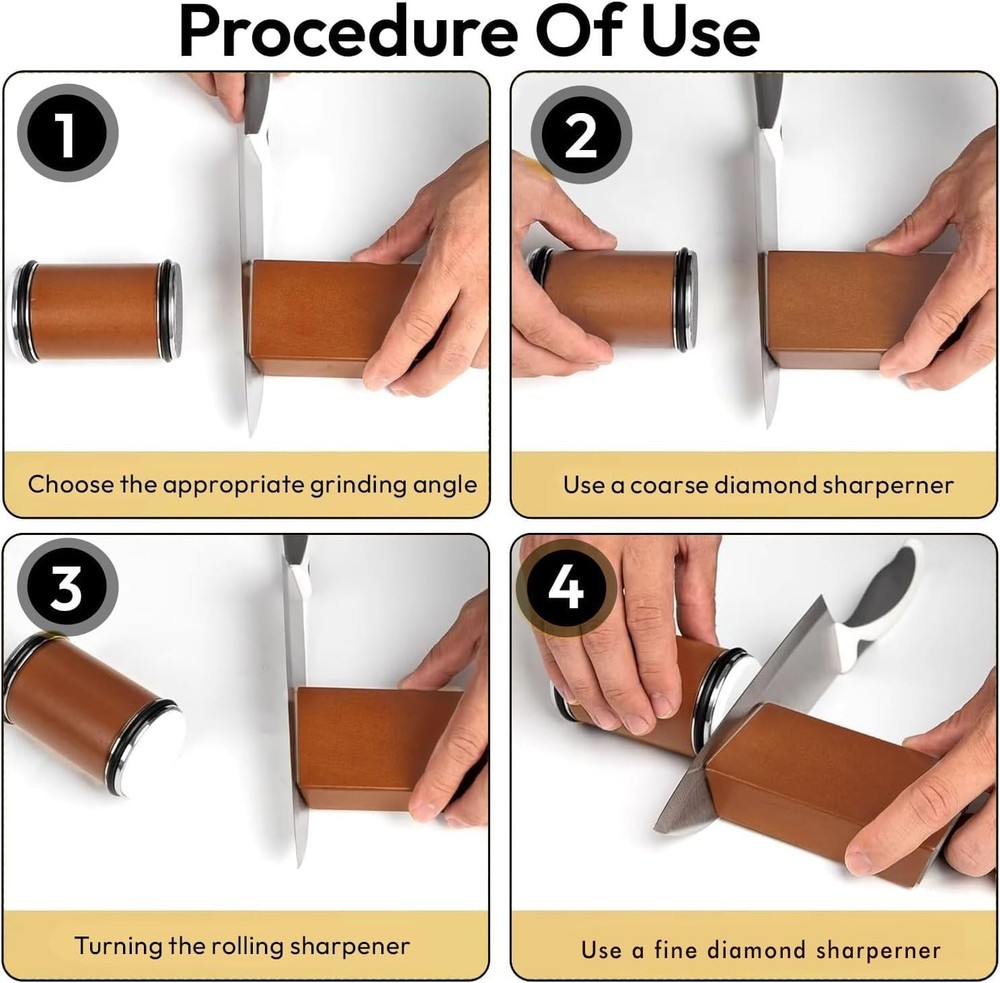 Diamond Rolling Knife Sharpener Straight Edge Roller Sharpening Tool 2-Angle