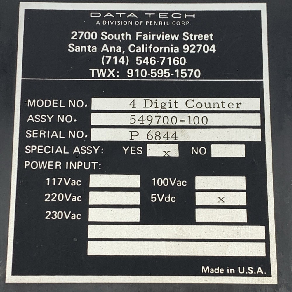 DataTech 549700-100 4-Digit Display Counter Module