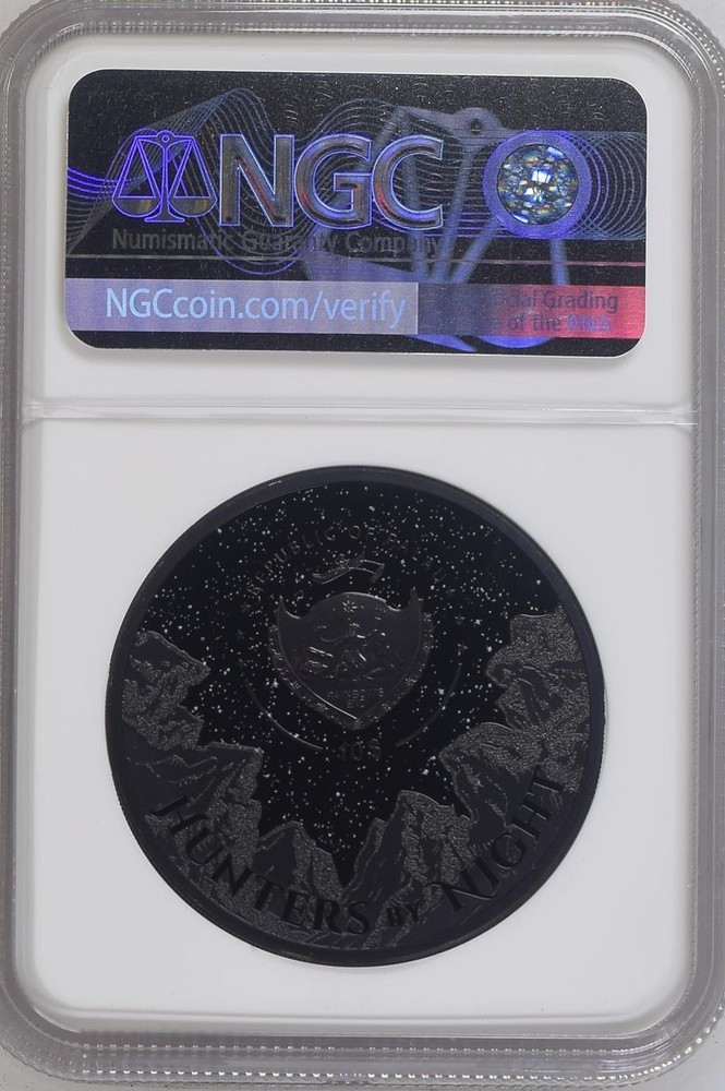 Hunters by Night Python 2022 Palau 2oz Silver NGC 70 FR OBSIDIAN BLACK