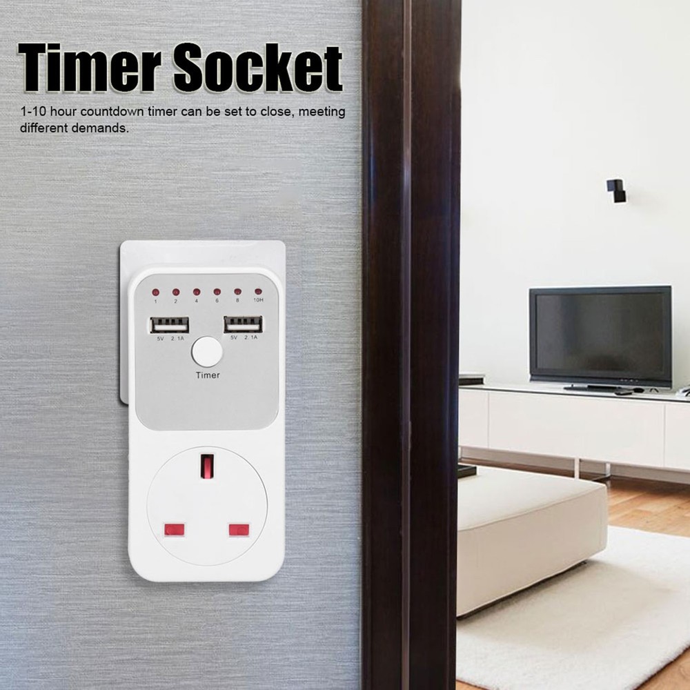 Digital Countdown Timer Socket With USB Ports For Home Appliances Energy Saving