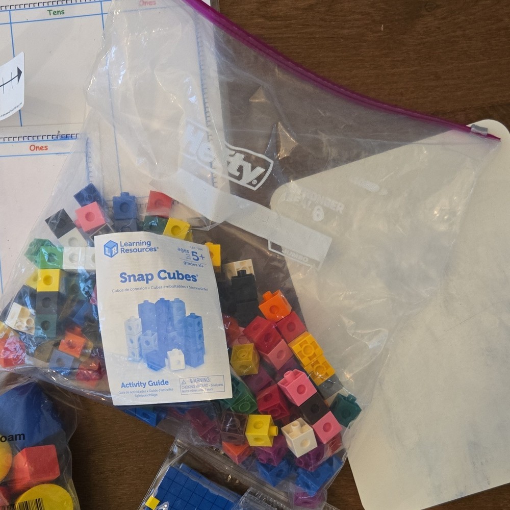 Learning Resources & hand2mind Snap Cubes, Base 10, Fractions, Dice