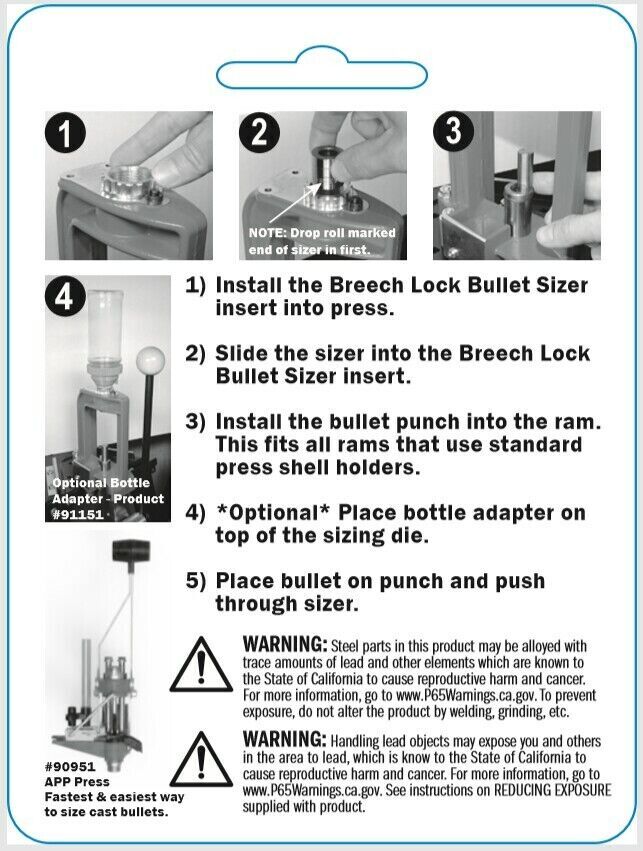 LEE PRECISION BULLET SIZER and PUNCH FAST SAME DAY SHIPPING