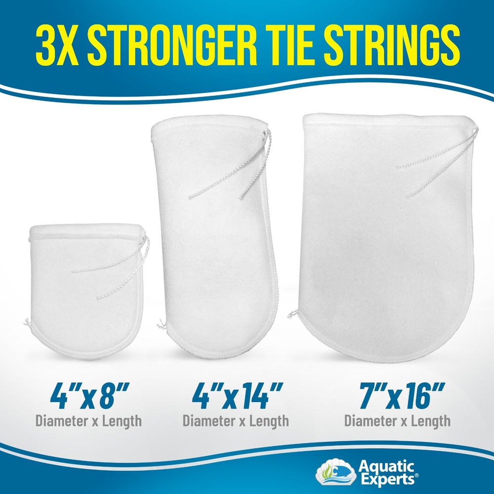 Aquatic Experts Drawstring Filter Socks 7 inch Opening 200 Micron - Extra Long