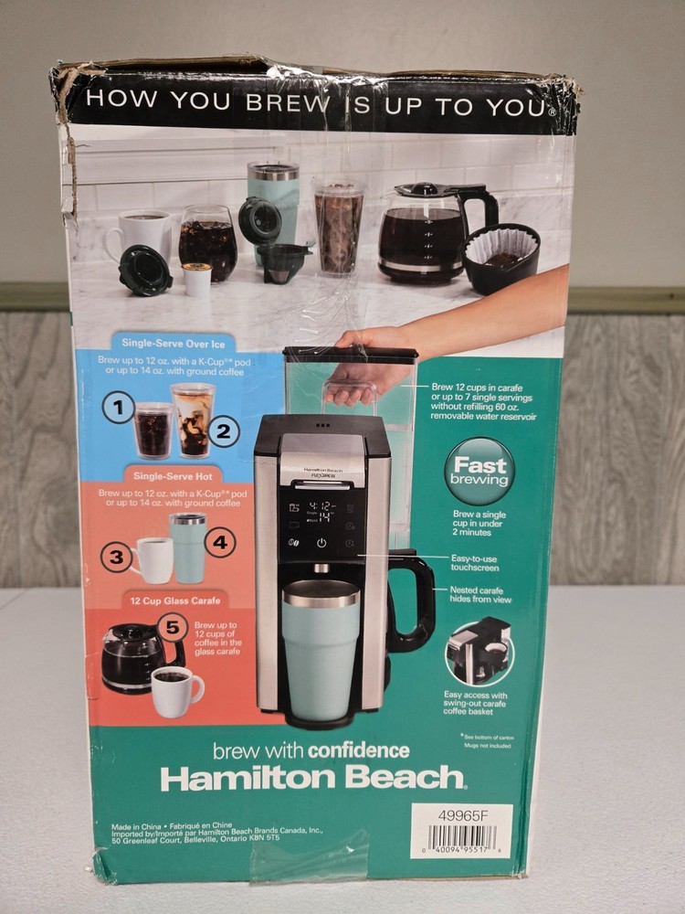 Hamilton Beach FlexBrew Advanced 12 Cup Drip & Single Serve Kcup Coffee Maker