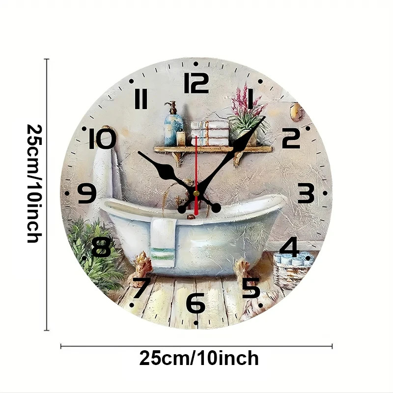 Modern Wall Clock 25cm - 2D Home Bathtub Design