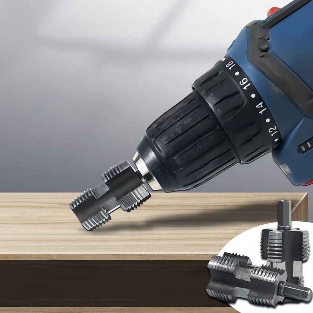 Home Improvement PVC Pipe Threader Double-ended Design Drill Compatible