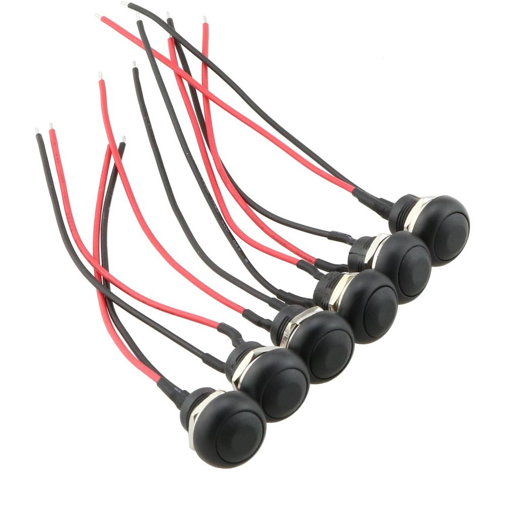 12mm Momentary Push Button Switch DGZZI 6PCS DC 12V 3A Black Mini Round black