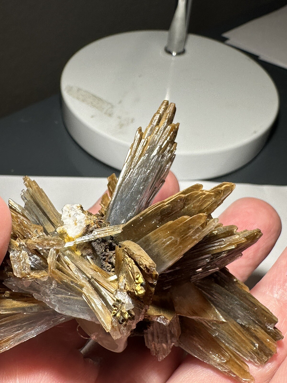 High quality rare blue barite 89 Gram specimen on acrylic stand!!