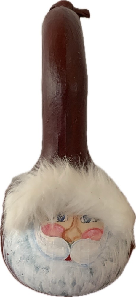 Hand Painted Santa Gourd 8.5” Signed Dated 2002