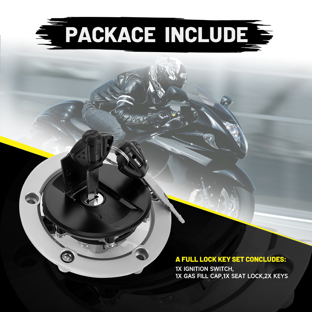 For Suzuki GSXR 600 750 1000 05-18 Ignition Switch Fuel Gas Cap Seat Lock Keys