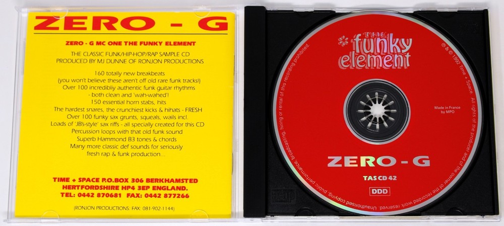 Zero-G The Funky Element Sample/Sound Library/Sampling CD 1992 Masterclass 1 MC