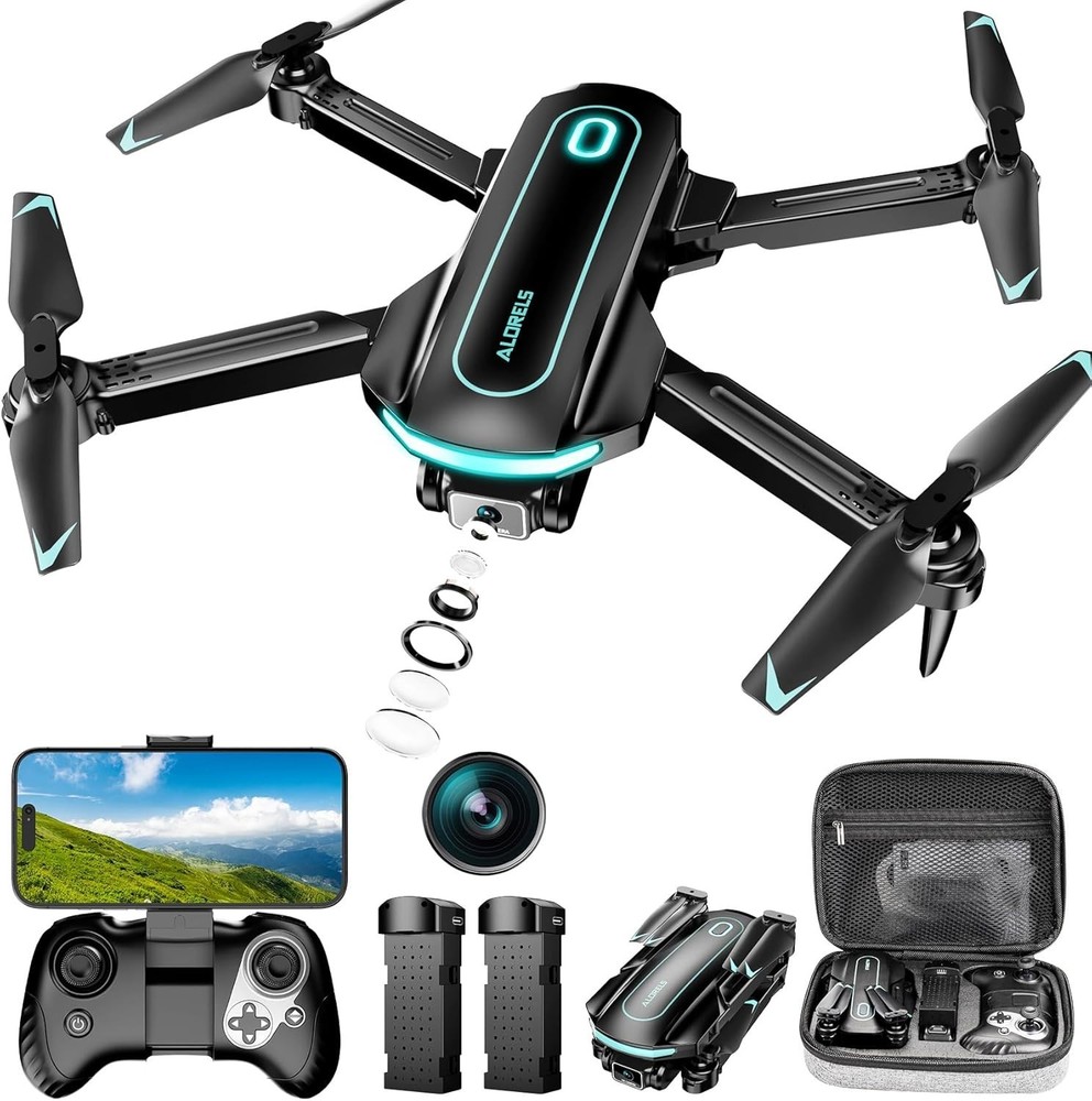 Foldable Drone with 1080P Camera, 2 Batteries, App & Remote Control