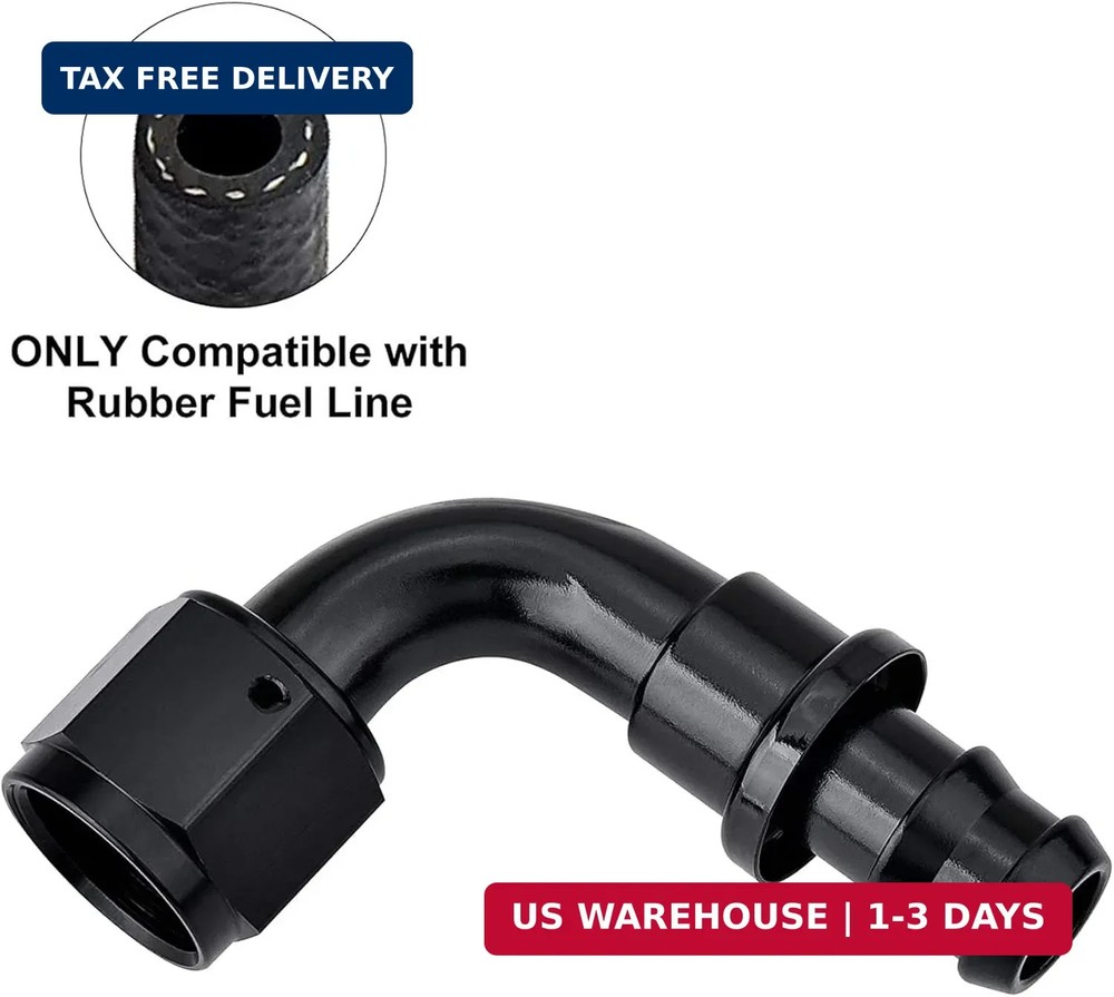 EVIL ENERGY 6AN 90 Degree Push Lock Hose Fitting End Black 2PCS