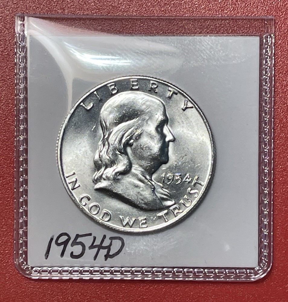 1954 D Franklin Silver Half Dollar, Choice Uncirculated.