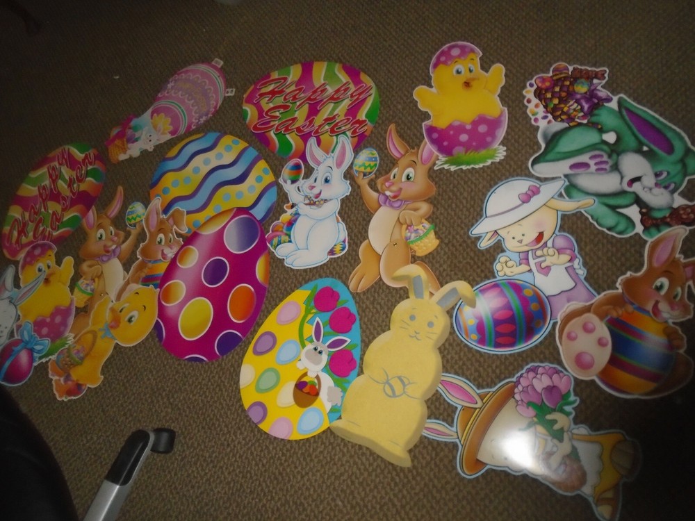 19 Vintage (mostly Beistle) Easter Die Cuts-eggs, rabbits