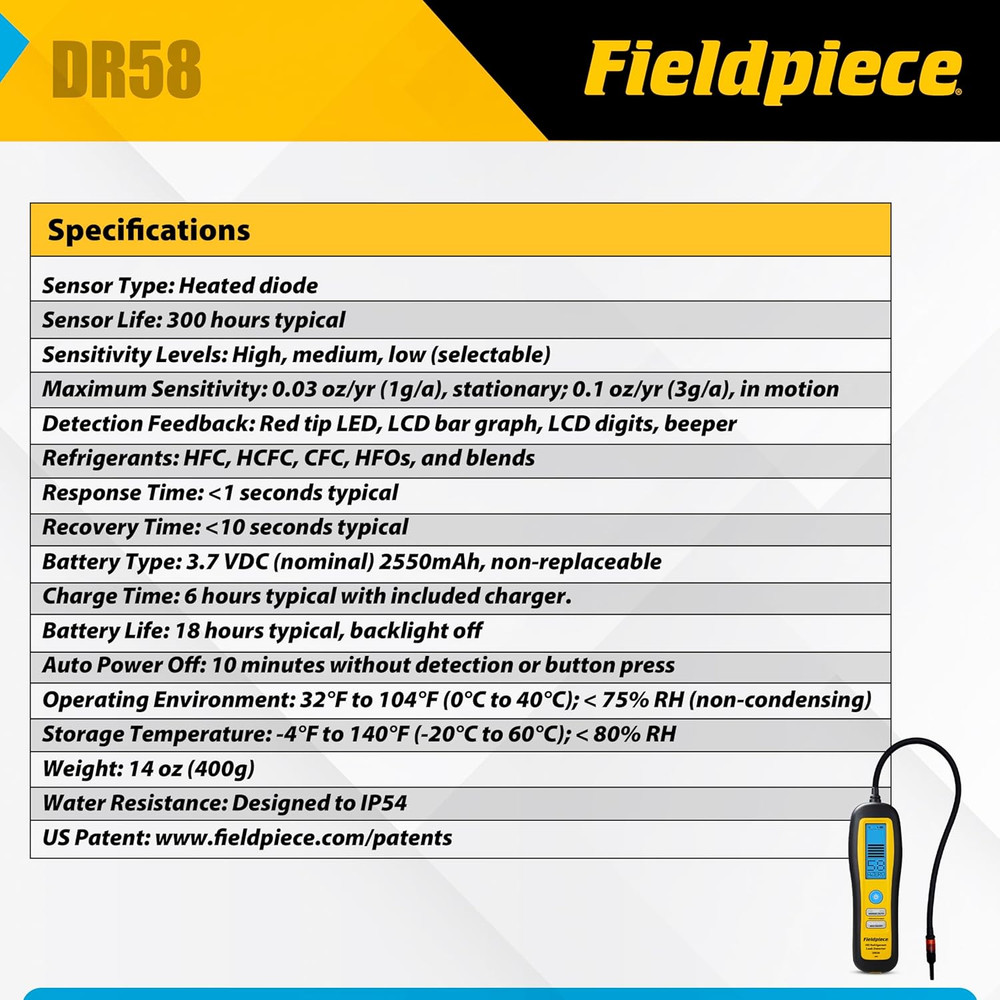 DR58 - Heated Diode Refrigerant Leak Detector