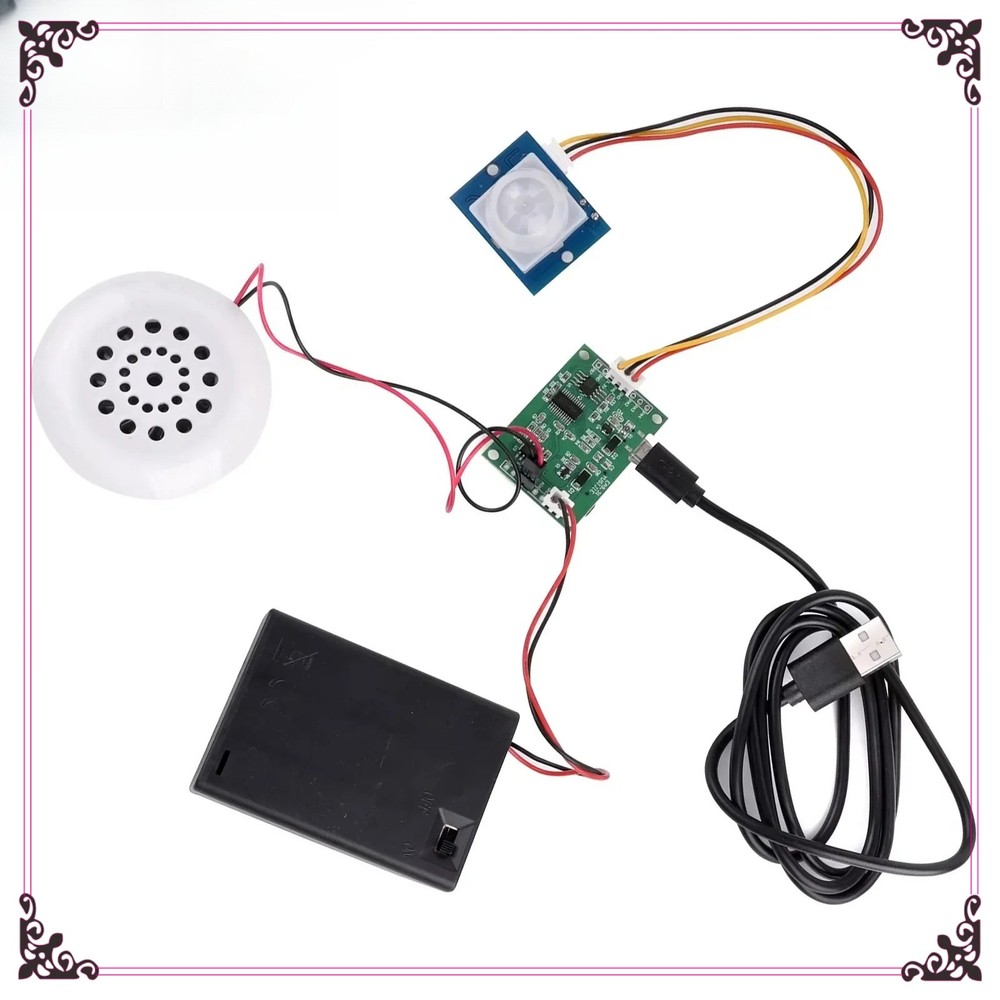 MP3 Voice Recording Playback Module w/ PIR Motion Sensor Speaker Support USB/TF