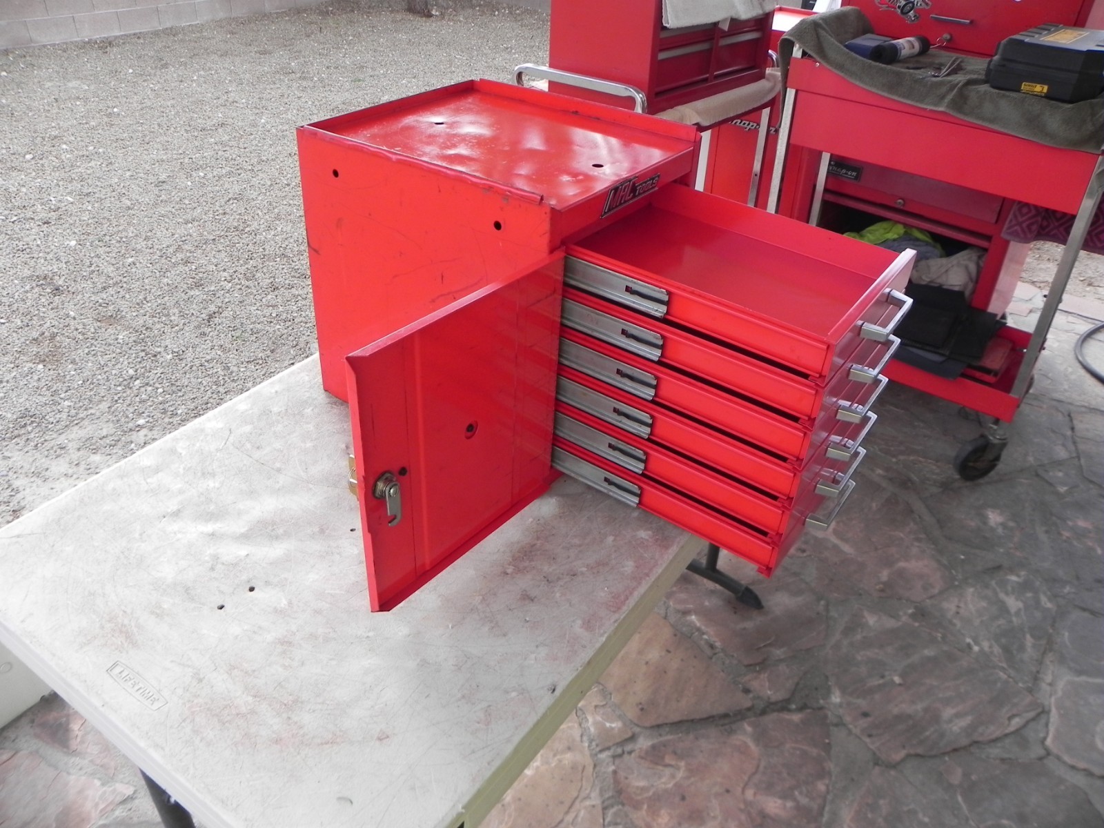 Vintage Mac Tools MB302 H3 6 Drawer Mini Side Cabinet Red USA 2 Keys (NICE)