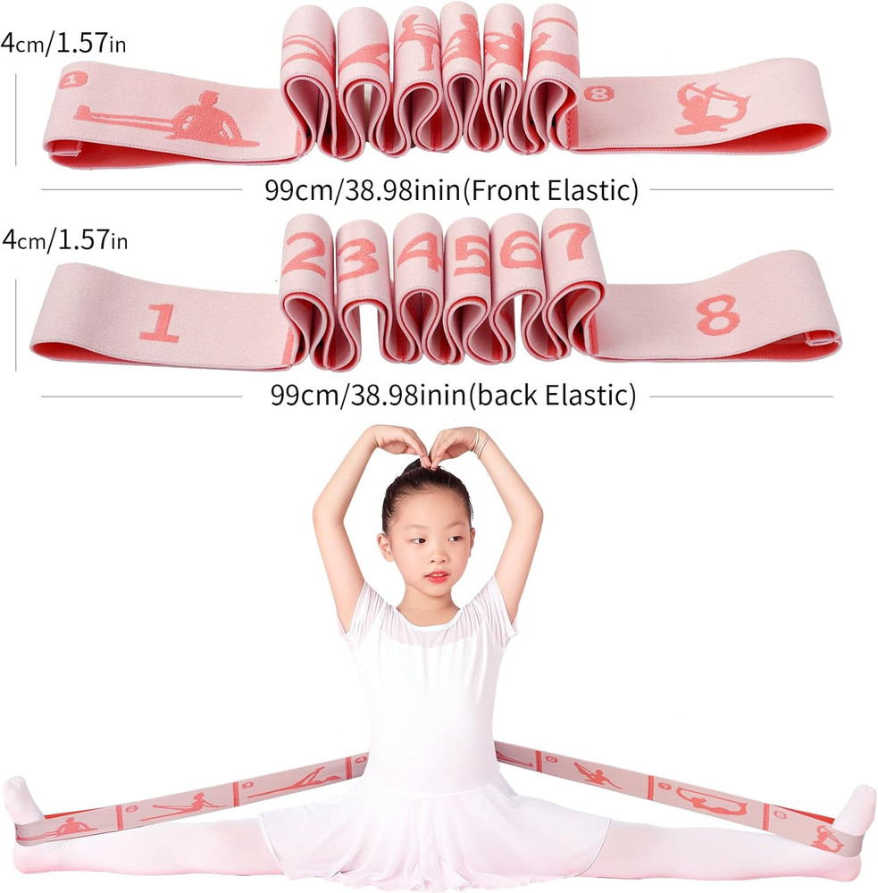 2 PCS Adjustable Extended Children'S Stretching Straps with 8 Loops, Multi-Funct