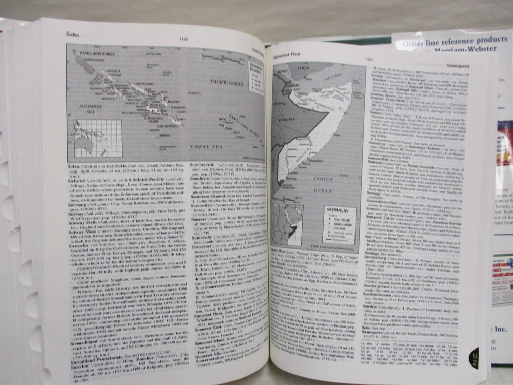 Merriam Webster's Geographical Dictionary 3rd Edition Hardcover Book 1997