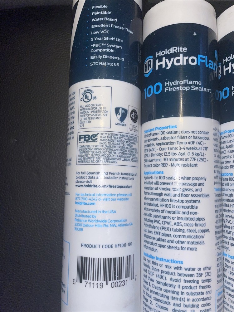 Holdrite HrdroFlame Pro 100 HydroFlame Firestop Sealant