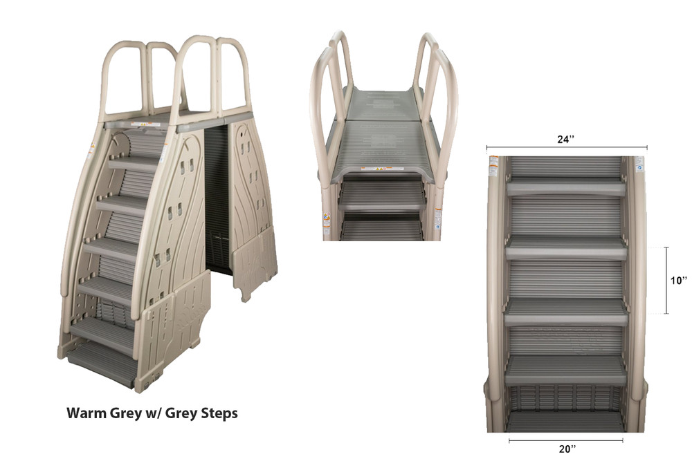 Confer Above Ground Roll Guard A Frame Step Entry System - Warm Grey Step
