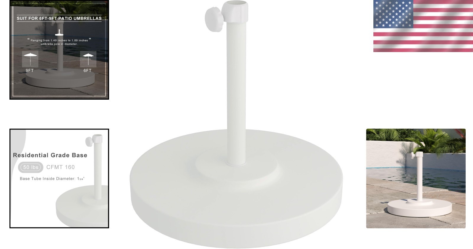 Sturdy 50 lbs Concrete Weighted Patio Umbrella Base for Stability & Elegance