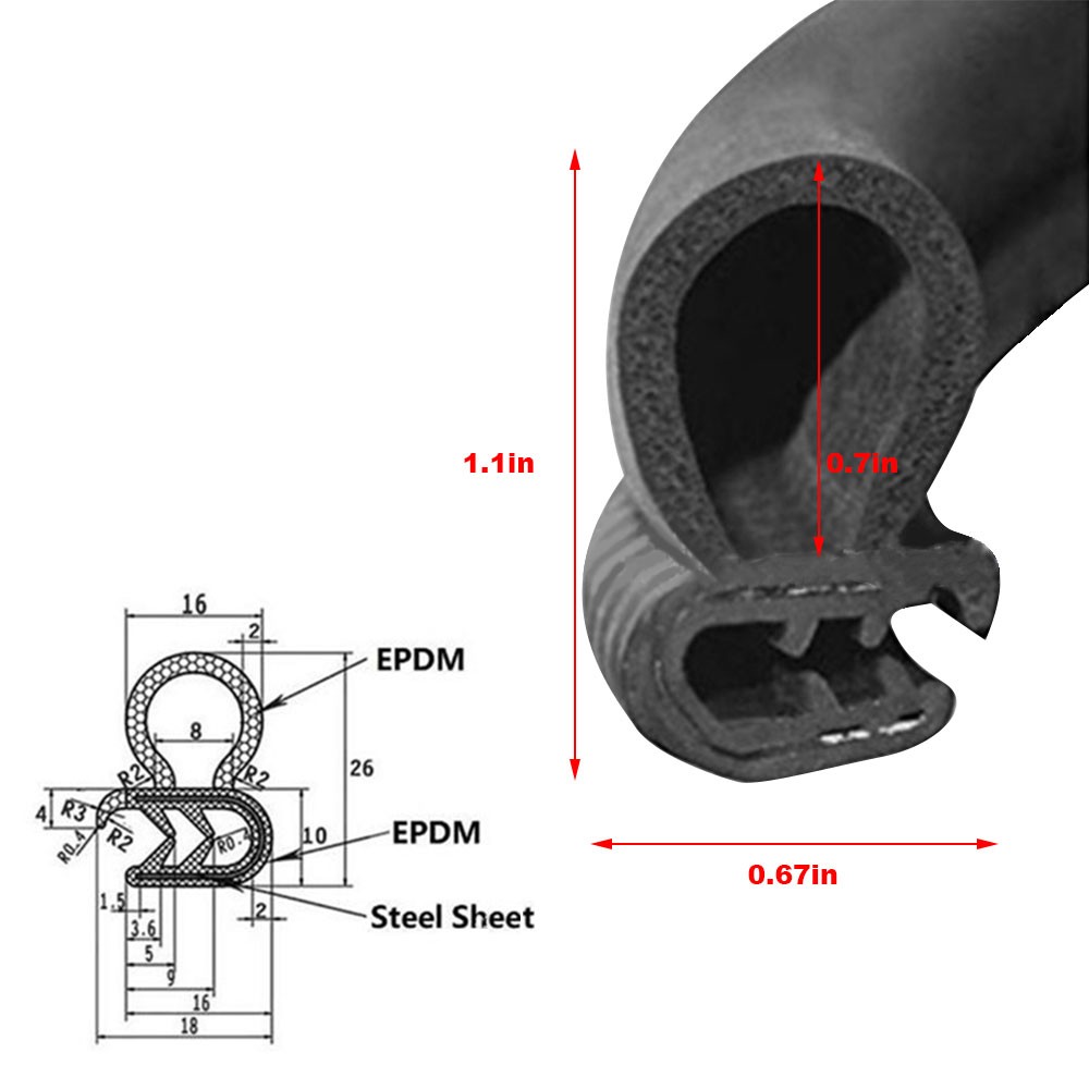 20feet Front Left or Right Door Seal Weather Strip Rubber for Toyota Tundra