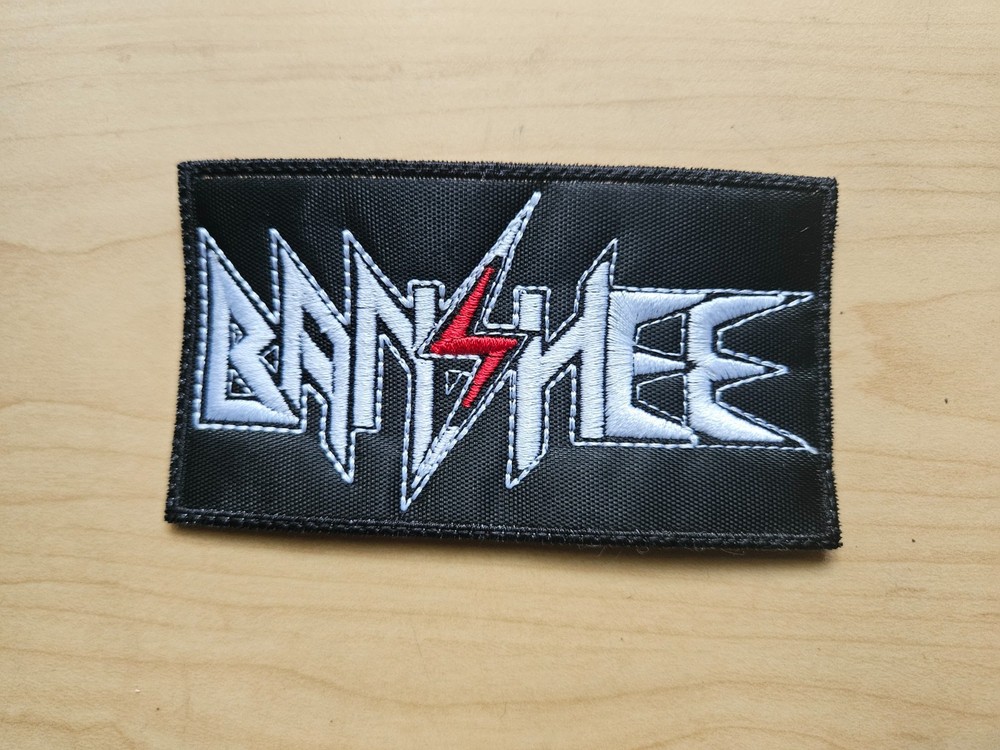 BANSHEE,SEW ON WHITE AND RED EMBROIDERED PATCH