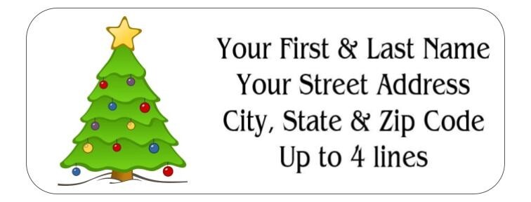 150 Decorated Christmas Tree Mailing Return Address Labels Personalized