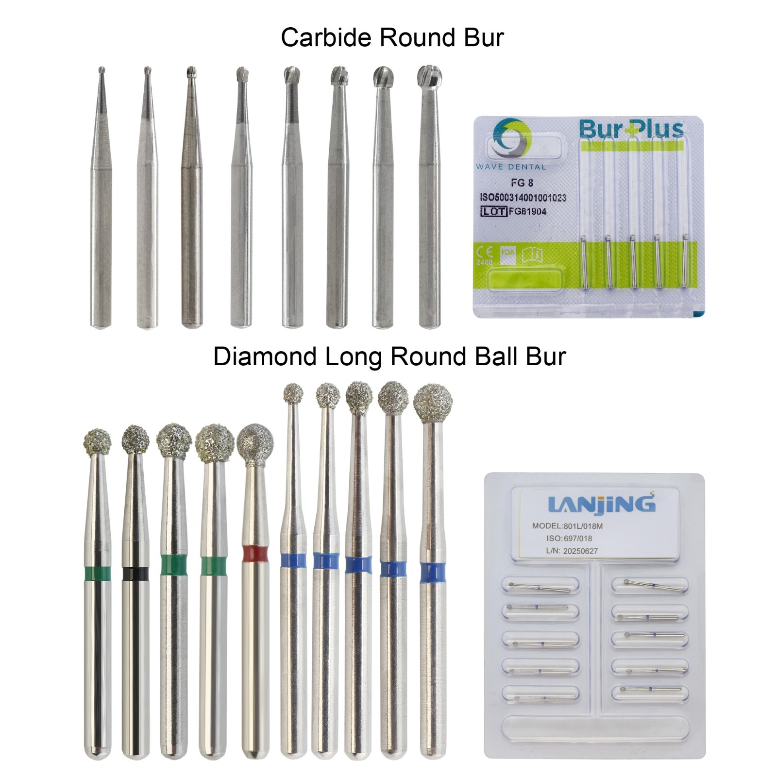 Wave Dental Round Carbide Bur FG Diamond Bur Surgical Long Round Ball High Speed