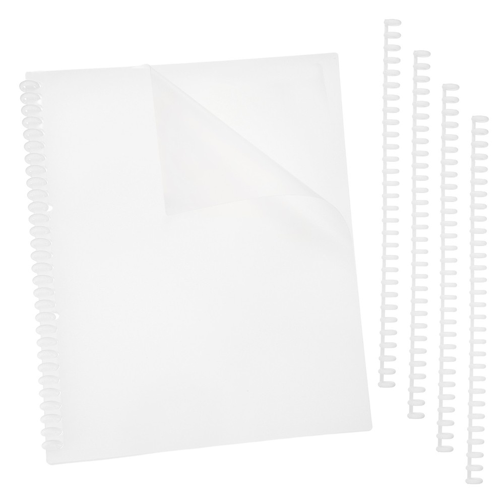 10Pcs Clear Presentation Binding Covers with 5Pcs 8.5mm Combs Kit, White