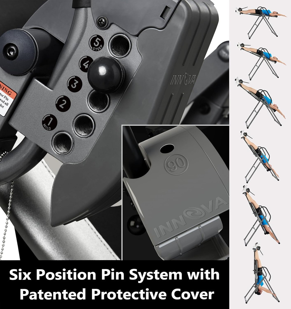 Inversion Table with Adjustable Headrest, Reversible Ankle Holders, and 300 Lb W